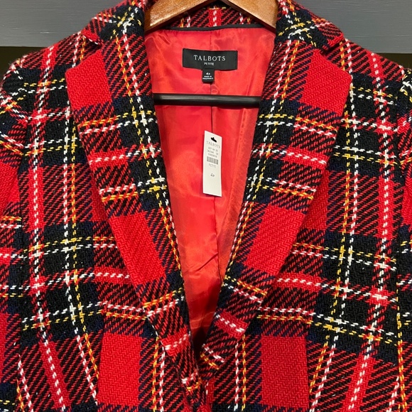 NWT Talbots Snowstorm Holiday Tartan Plaid Wool Jacket Blazer Size 4P 4 Petite - Picture 2 of 6